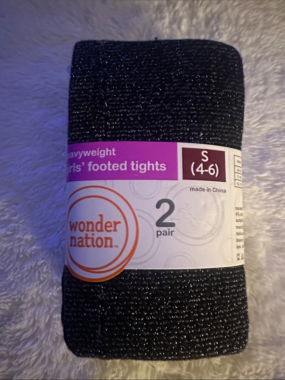 wonder nation Black Tights with Silver Sparkle - 2 Pack